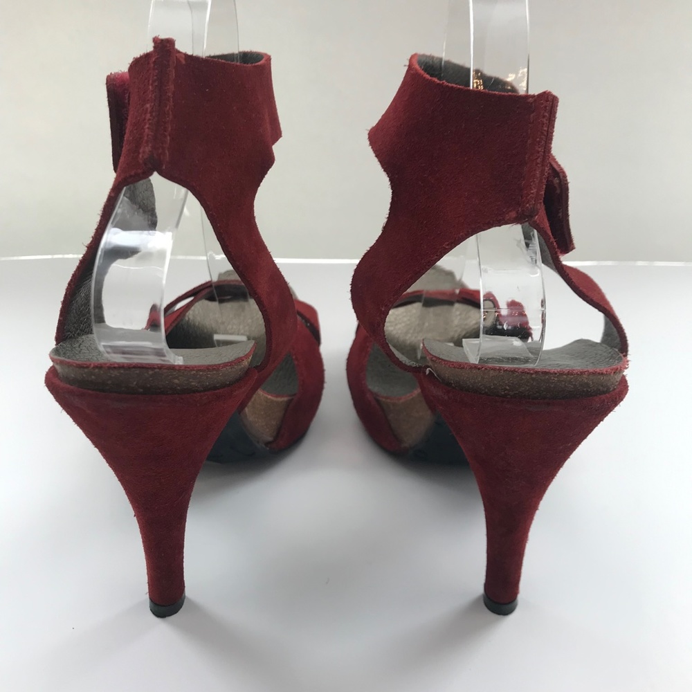 Pedro Garcia Red Suede Ankle Strap Platform Sandals US 10.5/40.5 Open-Toe - Picture 10 of 10